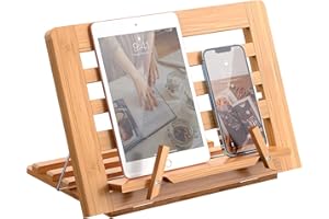 Wooden Book Holders for Reading Hands Free, Cook Book Stands and Holders -Cookbook Stand for Kitchen Display, with Page Paper