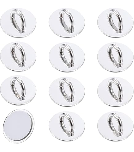 12-Pack Silver Metal Phone Charm Hooks - Adhesive Round Holder For DIY Charms & Lanyards