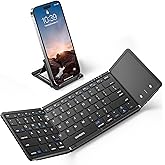 Samsers Foldable Bluetooth Keyboard with Touchpad, Full-Size Wireless Folding Portable Travel Keyboard for iOS Android Windows Mac OS, Support 3 Devices (BT5.1 x 3), Black
