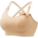 Angelhood Nursing Bras for Breastfeeding, Seamless Nursing Sports Bra Medium Impact Support Maternity Bras for Pregnancy