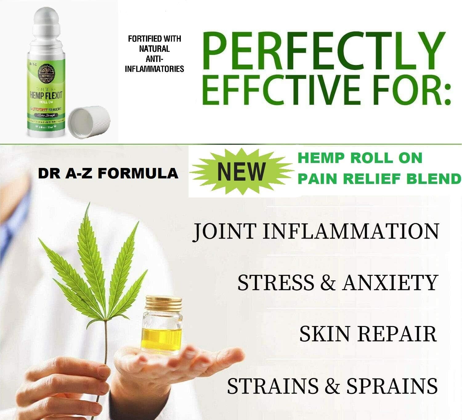 Natural Hemp Extract Roll On Oil, Turmeric, Ginger, Arnica, Emu Oil For A Fast & Lasting Pain Relief for Arthritis, Sore Joint Muscle Backaches Sprains, Joint & Back Pain, Reduce Inflammation Safe, Ef: Health & Personal Care