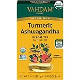 VAHDAM, Organic Turmeric Ashwagandha Herbal Tea Bags (18 Count) Caffeine Free, Gluten Free | 100% Pure Herbal Blend - Sweet &