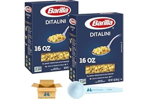 Barilla Ditalini Pasta - 16 oz Boxes (Pack of 2) - Non-Gmo - With Mighty Merchandise Measuring Spoon