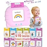 510 Words French English Bilingual Talking Flash Cards for Toddlers, Autism Pocket Speech Therapy for Kids Montessori ABC Lea