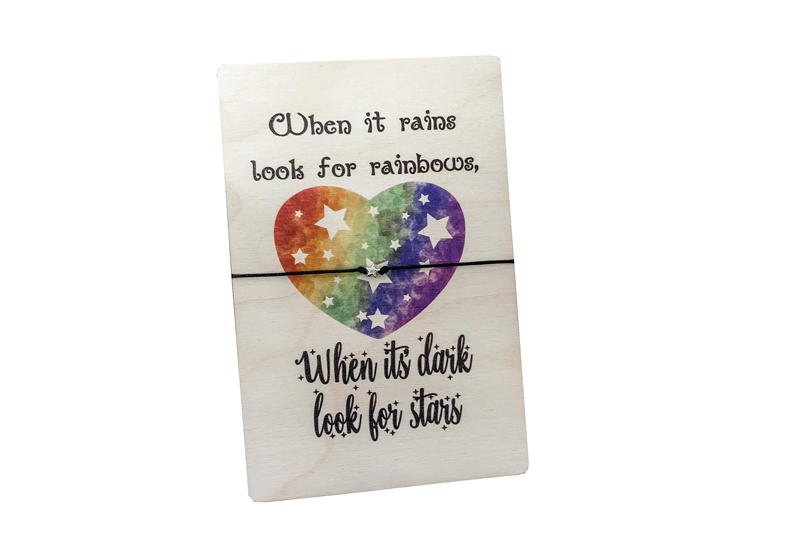 Dios Designs When it Rains Look for Rainbows When It's Dark Look for Stars Wish Bracelet DD0174 (Wooden Wish Bracelet)