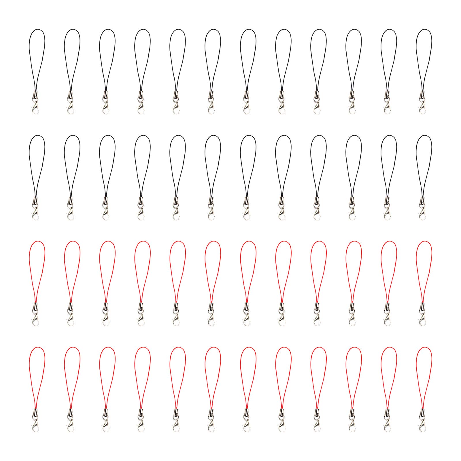 200 Pcs Lobster Clasp Phone Lanyard Cell Phone Charm Lanyard Phone Clasp Rope Phone Charm Strap Phone Charm Strings Hand Wrist Strap Lanyard for Phone Key Needle Felting USB Drive Pendant Red Black