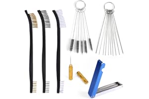 lasuroa Carburetor Cleaning Kit, Torch Tip Cleaner Set 13 Cleaning Wires Set 8 Nylon Brushes 10 Needles 1 Sharp Pick Carb Cleaner Tools for Lawnmower Motorcycle ATV Chainsaw Spray Guns