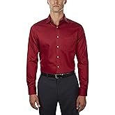 Van Heusen Men's Lux Sateen Fitted Solid Spread Collar Dress Shirt