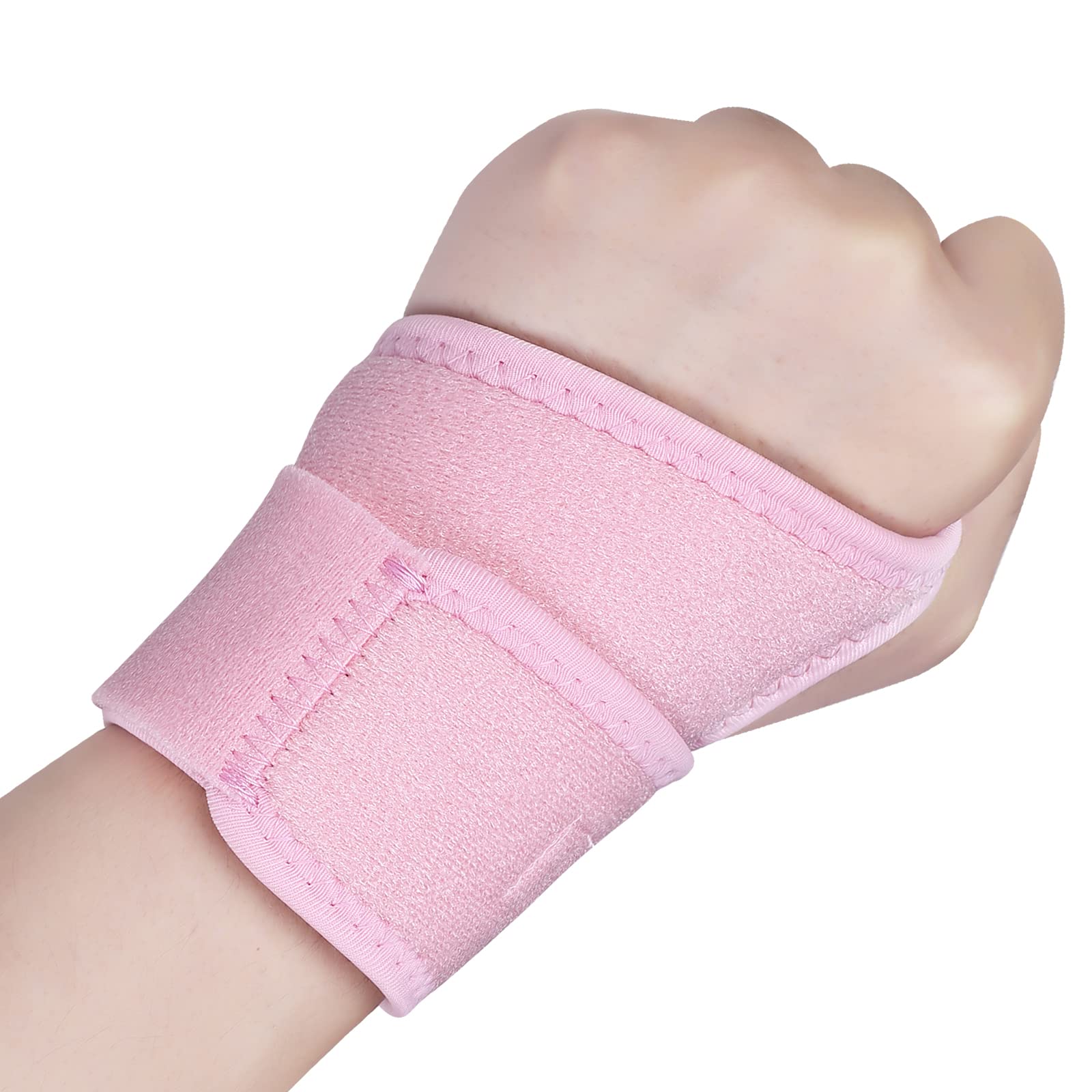Wrist Supports Compression Wrist Brace Adjustable Carpal Tunnel Support for Women and Men Left Right Hand Support Strap for Joint Pain, Arthritis, Tendonitis, Wrist Sprain, Sports (Pink, Left)