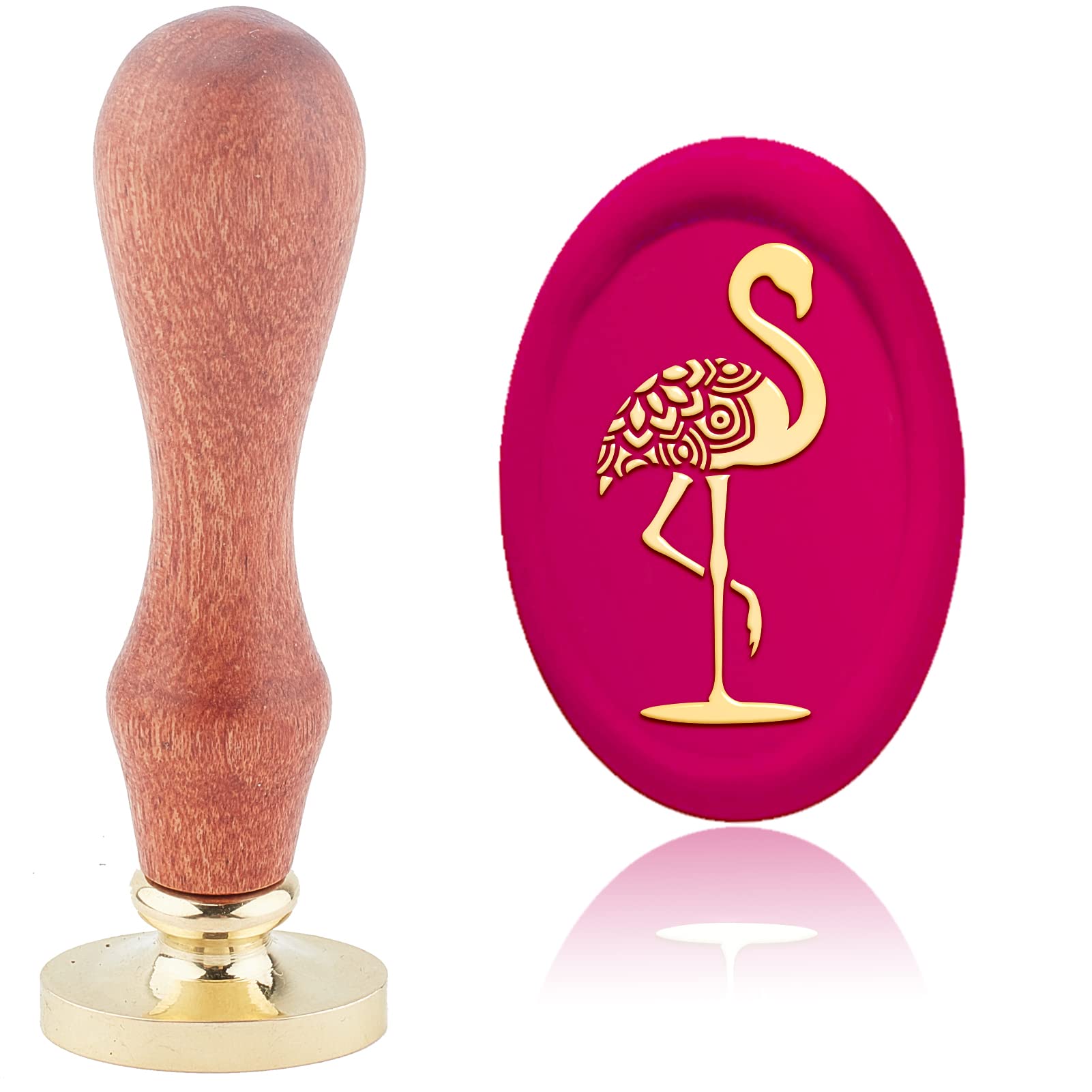 CRASPIRE Wax Seal Stamp Flamingo Sealing Wax Stamps Mandala 20×30mm Removable Brass Head Sealing Stamp with Wooden Handle for Cards Invitations Gift Wrap Scrapbooking