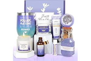Frerdui Lavender Gifts Women Care Package Women Relaxing Gifts Lavender Spa Gifts Set Self Care Gift Women Gift Baskets Women Her Friend Sister Mom Wife 11 PCS Lavender Gift Basket Ideas