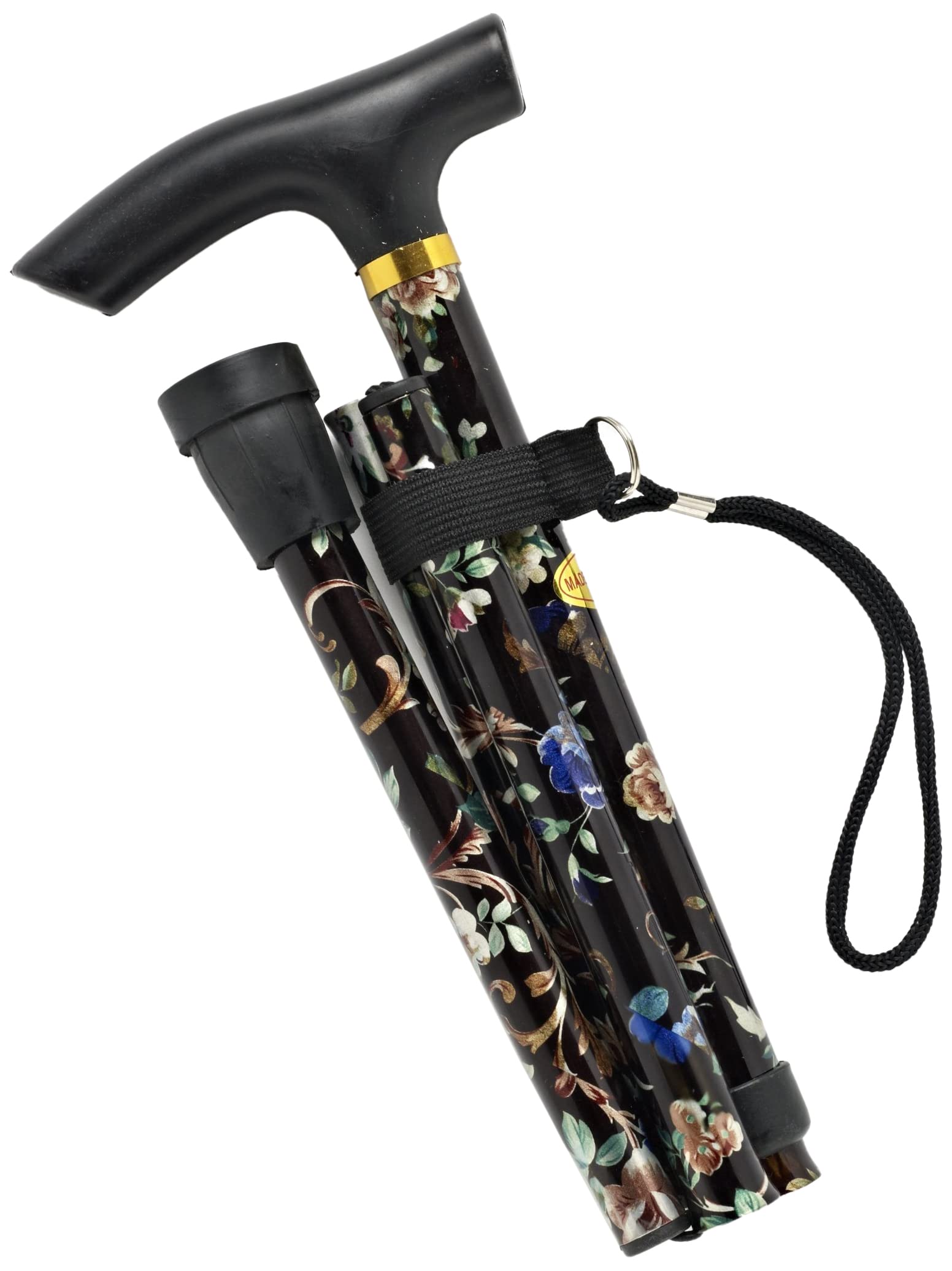 Walking Sticks Adjustable Folding Black Floral