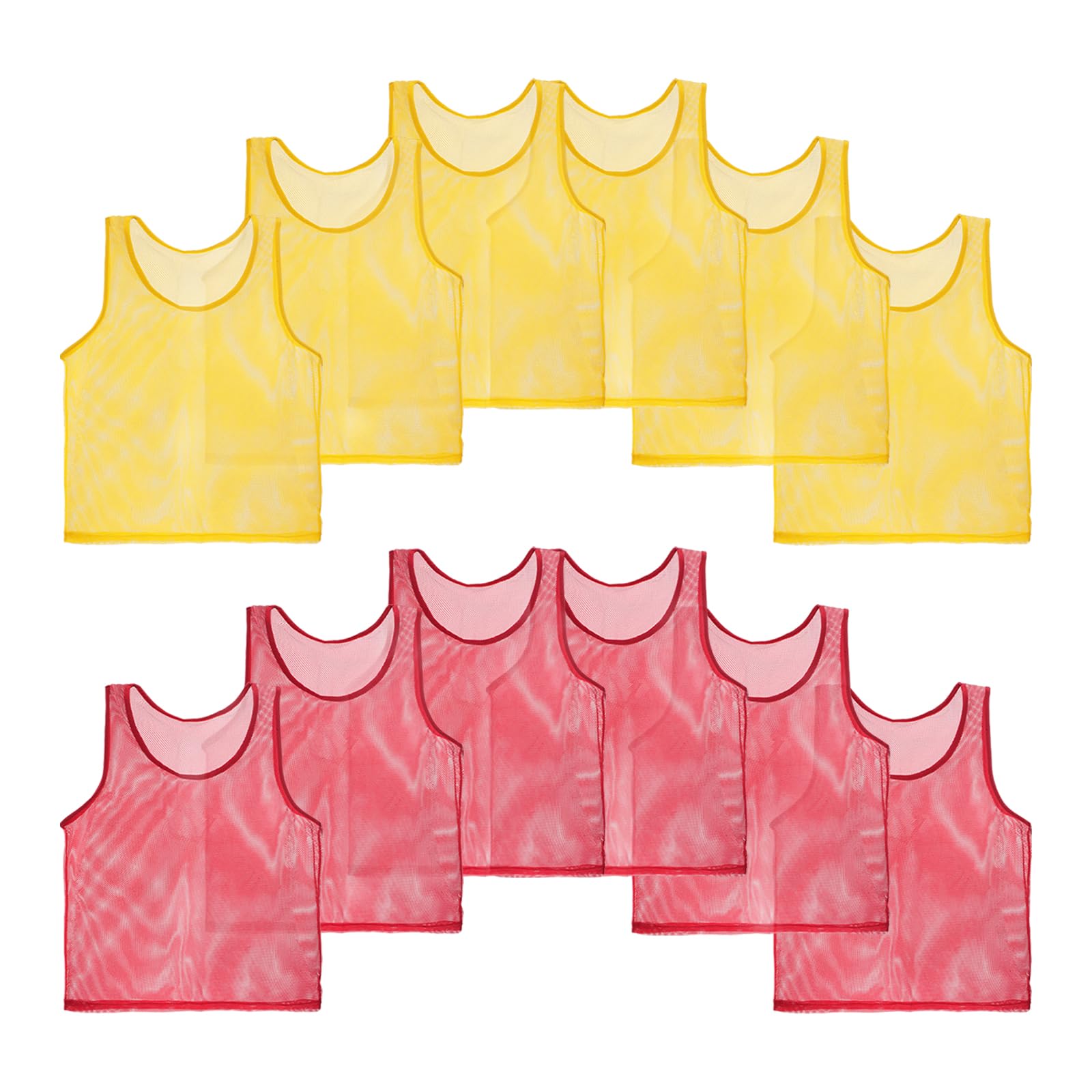 PATIKIL 12 Pack Soccer Pennies, Polyester Soccer Jersey Training Mesh Scrimmage Vests Team Sports Pinnies for Youth Football Practice Adults, Yellow, Red
