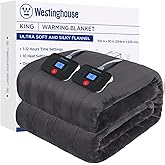 Westinghouse Electric Blanket King Size, Super Cozy Soft Flannel 100" x 90" Heated Blanket with 10 Fast Heating Levels & 1-12