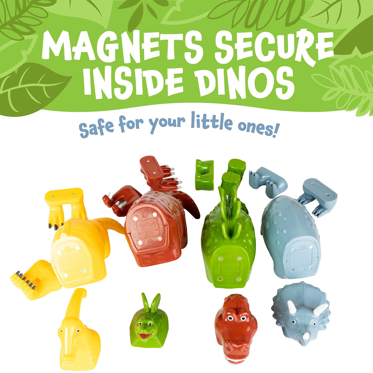Magnetic Mix or Match Dinosaurs Toy Play Set, 15 Pieces