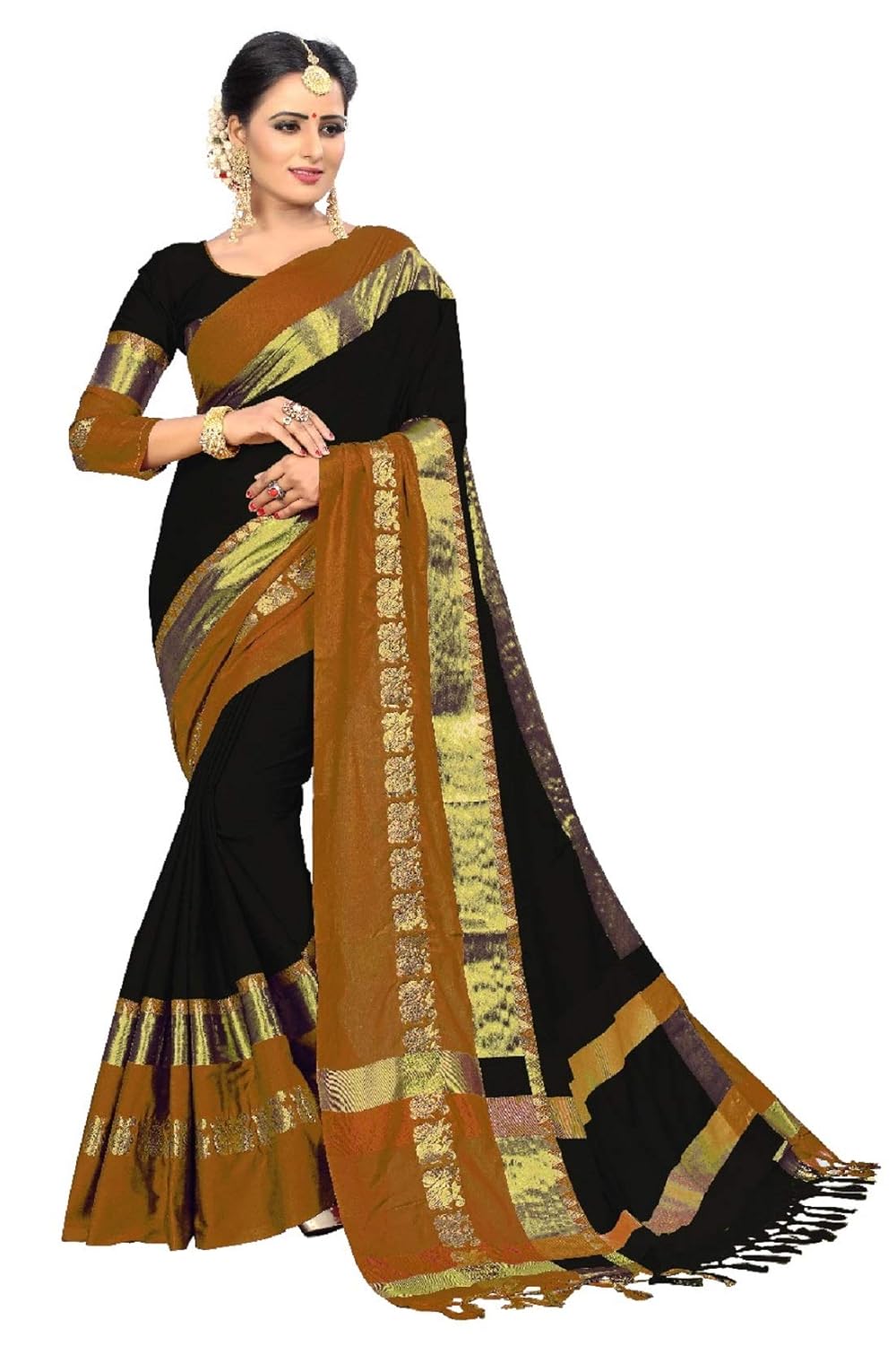 vaividhyam sarees women's cotton silk saree with blouse piece.