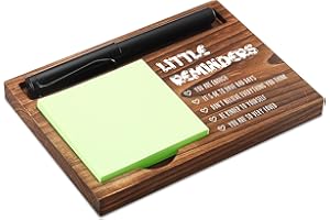 CINRLLA Little Reminders Sticky Note Holder Wooden Notepad & Pen Holder 6.5" x 4.7" Sticky Note Pad Holder Dispenser for Desk Work Motivational Gifts, NPA192