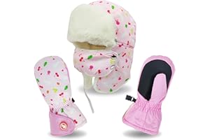 NORTH CLIFF Cartoon Toddler Winter Hat Baby Winter Hat Cold Proof Keep Warm Hat with Mask Ear Flaps Boys Girls Trapper Hat for Kids