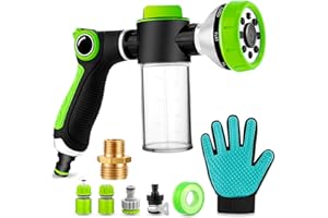 YCCOKJJ Pup Jet Dog Wash Hose Attachment, 8-in-1 Sprayer Mode Garden Hose Nozzle with 100cc Soap Dispenser Bottle, Adopted in Watering Flowers, Car Wash, Dog and Horse Showering (Bathtub)