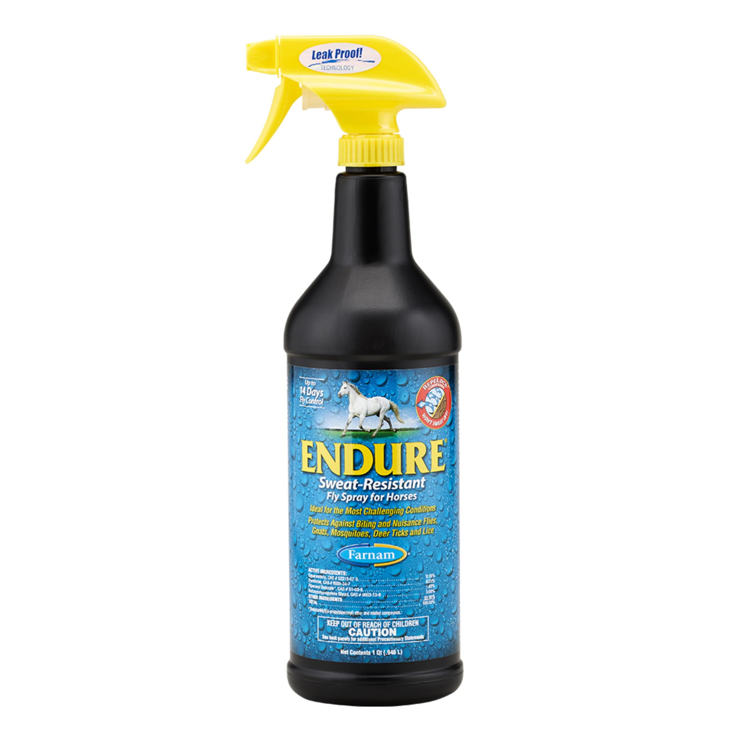 Photo 1 of Farnam Endure Sweat-Resistant Fly Spray for Horses, Lasts Up to 14 Days, Protects Against Flies, Gnats, Mosquitoes, Ticks & Lice, 32 oz.