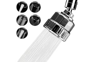 HOUTINGMAAN Sink Sprayer Attachment for Faucet, Sink Faucet Head, Kitchen Faucet Sink Aerator, 5 Spray Models, 55/64-27UNS Famale Thread Chrome