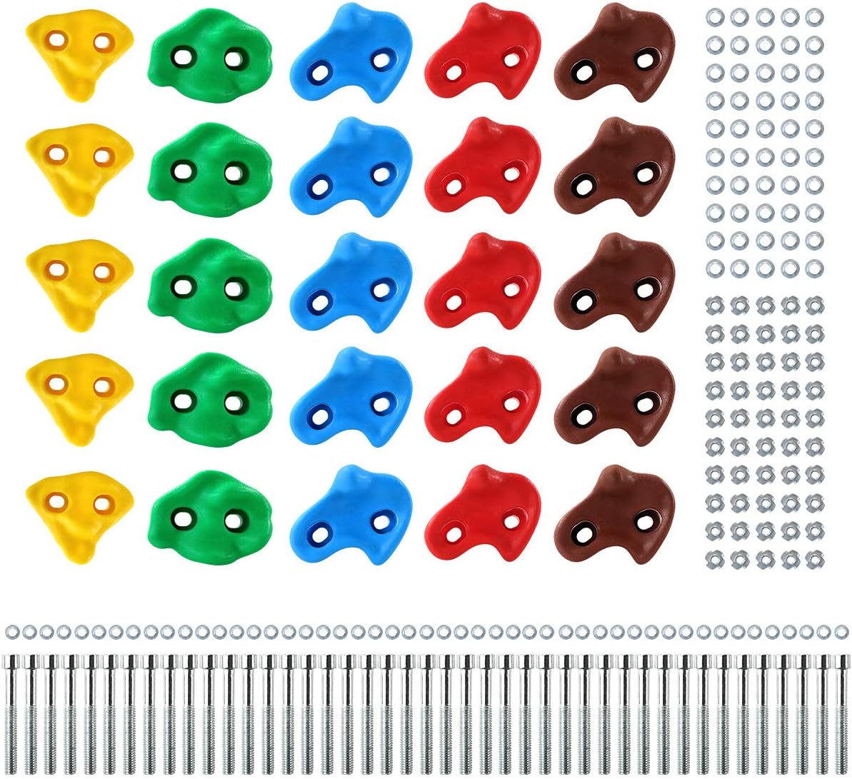 TOPNEW 25 Rock Climbing Holds for Kids and Adults, Large Rock Wall Grips for Indoor and Outdoor Play Set - Build Rock Climbing Wall with 2 Inch Mounting Hardware: Toys & Games