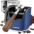 Ourokhome Knock Box Espresso Accessories, The Latest Patented Stainless Steel Espresso Machine Tool for Coffee Ground with Removable Knock Bar, Handle and Lid, Dishwasher safe, 4.8 inch (Deep Blue)