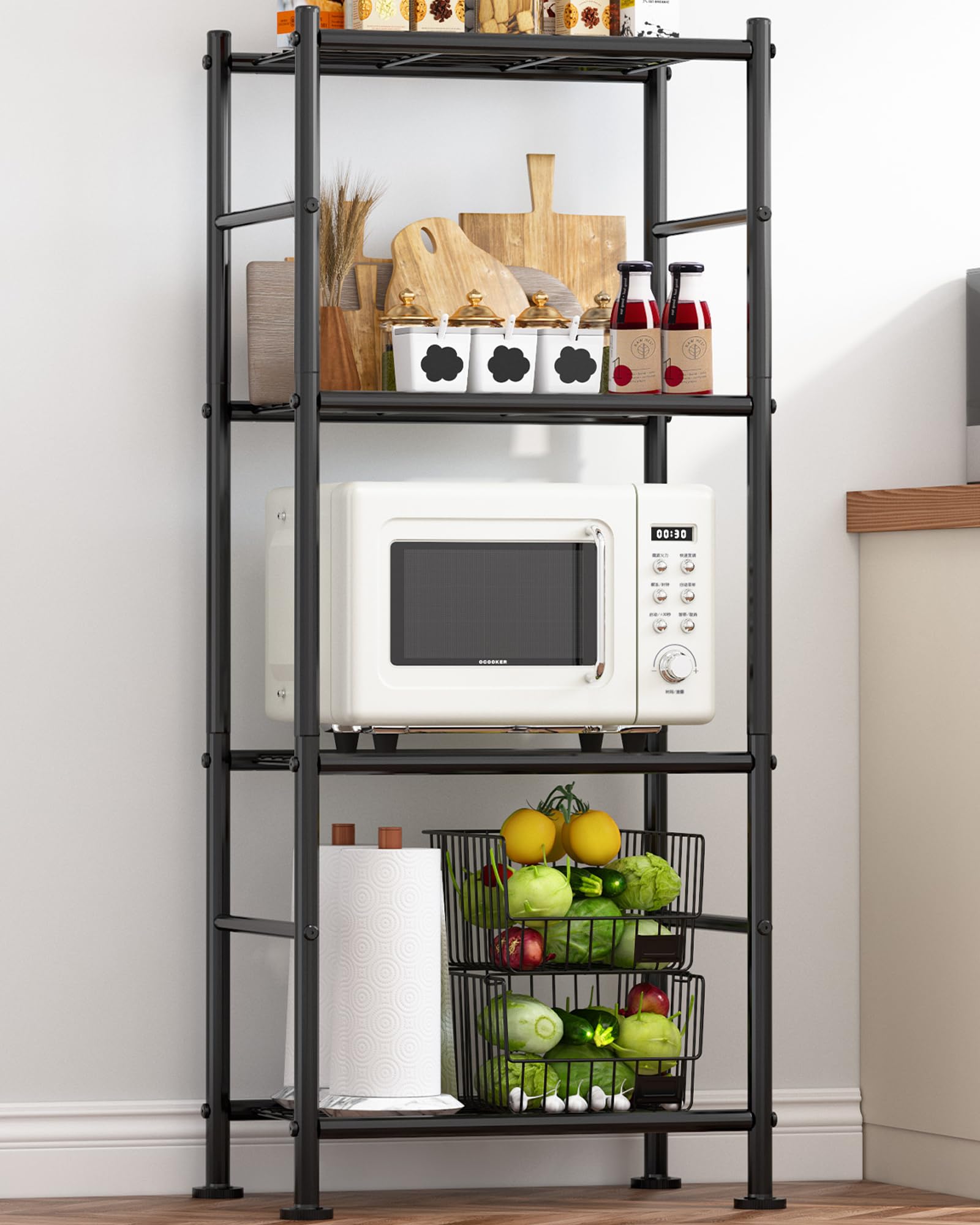 Photo 1 of ***FOR PARTS ONLY MISSING ASSEMBLY PIECES*** Sakugi Storage Shelves - 4 Tier Shelf Organizer, Heavy Duty Garage Shelving Unit with Leveling Feet, Stable Metal Shelves Organizer for Pantry, Kitchen and Closet, 18.4" W x 12.6" D x 44.2" H, Black