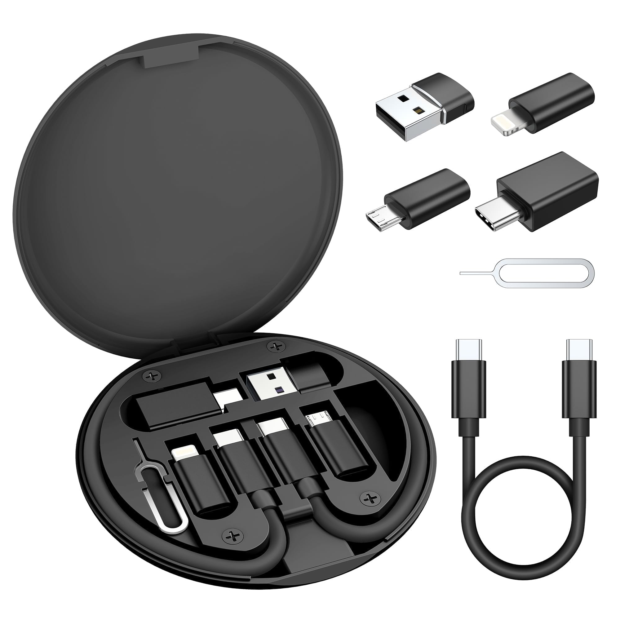 Elebase Multi USB Charger Adapter Kit,Micro USBC Adaptor with 1Ft 100W Charging Cable,Type C to USB 3.0 OTG Converter,USB C to iOS,Portable Box Bag for iPhone 17e 16 15 Max Pro,Samsung Galaxy S26 S25