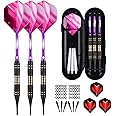 sanfeng Soft tip Darts Set 18/20 Grams - Professional Darts Plastic Tip with Brass Barrel + Aluminum Shafts + 50 Rubber o-Ring + 6 Flights +50 Soft Tips for Electronic Dartboard