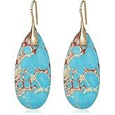 Wovanoo Natural Stone Earrings Waterdrop Stone Dangle Earrings for Women