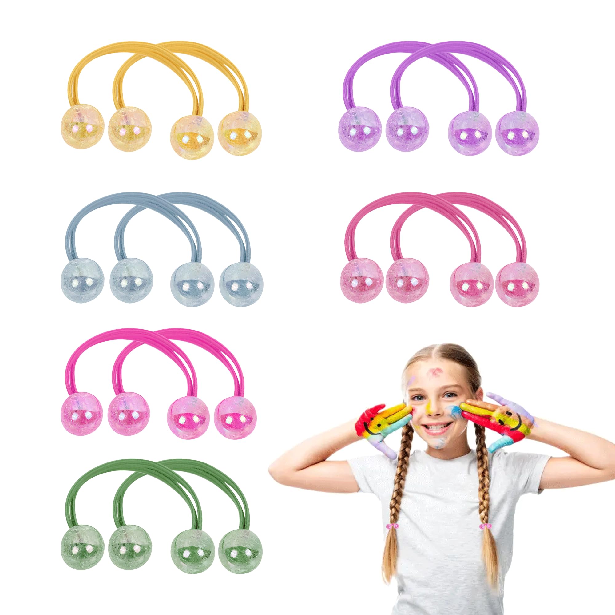 Bansusu 12PCS Ball Hair Ties, Cute Candy Color Double Ball Hair Ties, Bobbles, Cute Candy Color Hair Bobbles for Girls & Women