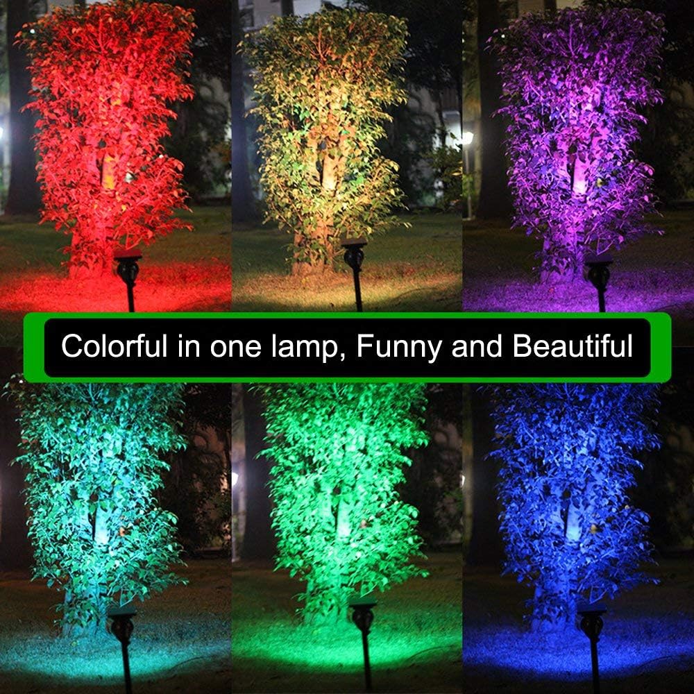 BOHON Solar Lights Outdoor - Ultra Bright, Waterproof, 9 LEDs Multi Color Spot Light with Auto On/Off, Solar Garden Light for Landscape Lighting Yard Patio Pathway (Changing & Fixed Color 2Pack) : Garden & Outdoor
