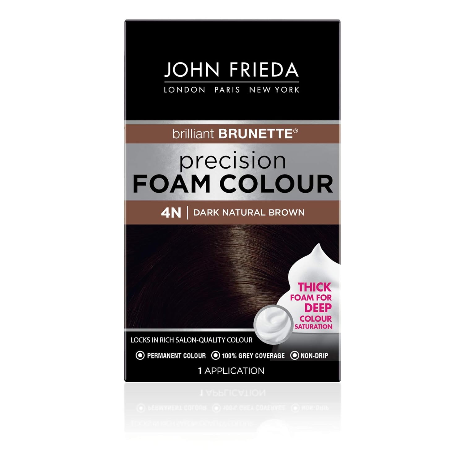 John Frieda Precision Foam Color, Dark Natural Brown 4N, Full-coverage Hair Color Kit, with Thick Foam for Deep Color Saturation: Beauty
