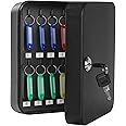 KYODOLED Key Cabinet Wall Mount, Locking Key Box Organizer, Key Lock Box with Key, Key Holder Lock Box for Wall, 20 Key Hooks & Tags Key Lab,7.8"x6.3"x3.14" Black