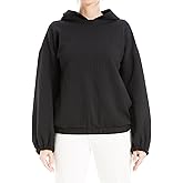 Max Studio Women's Textured Hooded Pullover, Black, X-Large