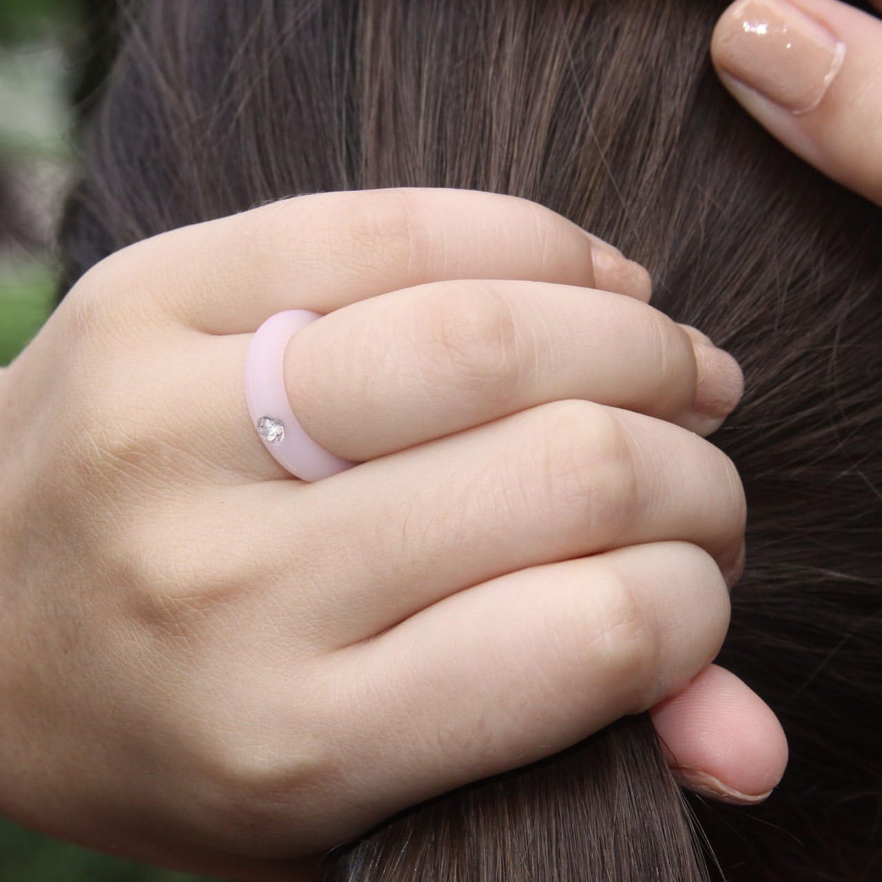 Women's silicone wedding band with rhinestone Clearance