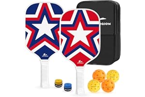 ZUMWORGION® Pickleball Paddles Set of 2: Fiberglass Rackets for Beginners with Balls - 8mm Honeycomb Core Spin | 7oz Lightweight - Couple Pickle Gifts for Women