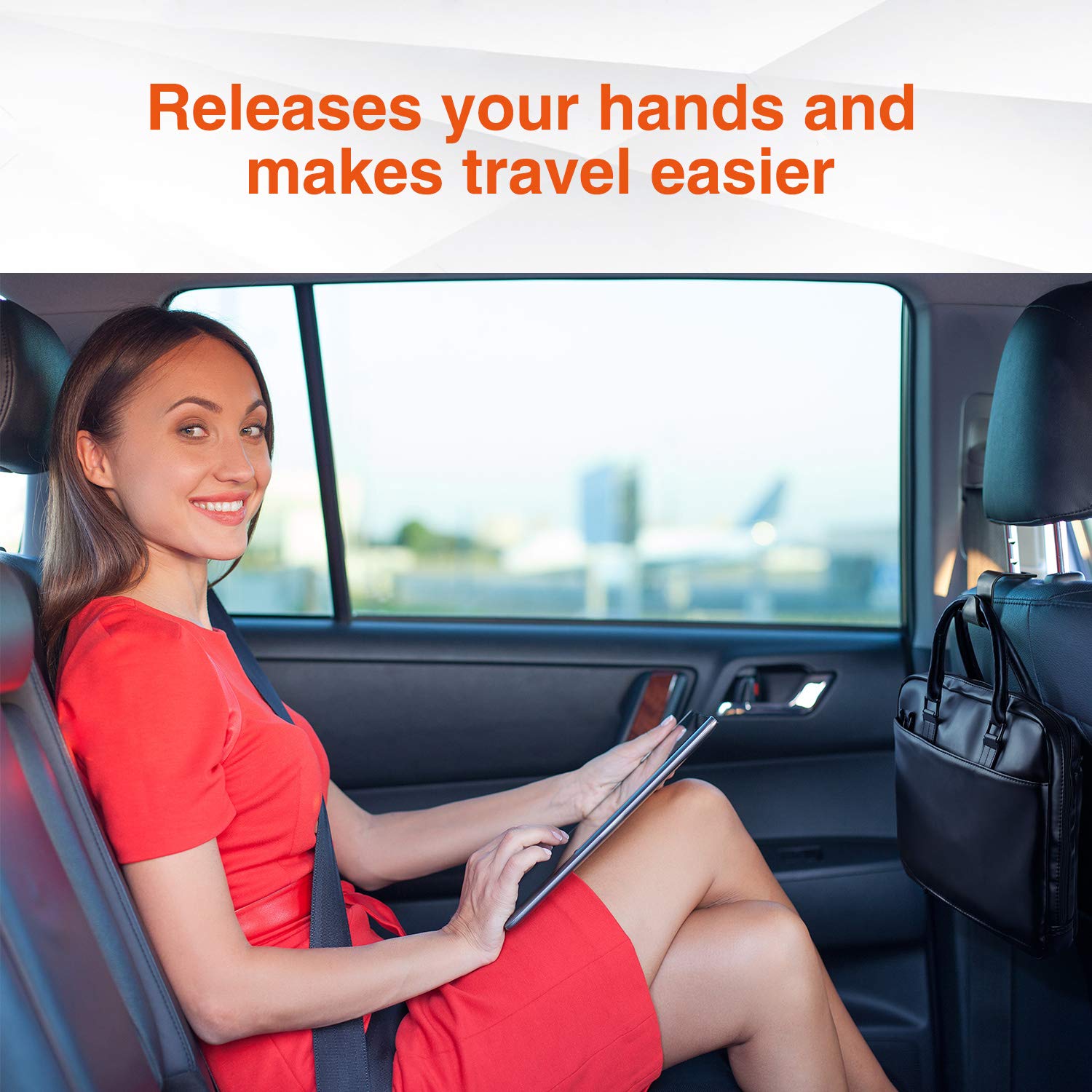 HOUSE DAY Houseday Car Seat Headrest Hooks for Car - Back Seat Organizer Hanger Storage Hook, Car SUV Black, Purse Hook for Car Handbag Clothes Umbrellas Coats Grocery Bags & More!（ 4 Pack）