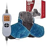 Ambershine 19''x24'' Weighted Neck & Shoulder Heating Pad, 2.5lbs with 12 Temperature Settings& 4 Auto-Off Timers, Pain Relief for Neck/Shoulder/Back, Christmas Gifts for Women Men Mom Dad (Gray&Blue)