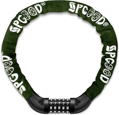 SPGOOD Bike Lock 830mm Heavy Duty 5-Digit Code Chain 14 Colors Dark Green