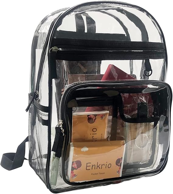 Enkrio Heavy Duty Clear Backpack Transparent Bookbag See Through