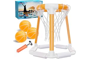 ONLYFUN Swimming Pool Basketball Hoop Poolside Game Sets - Inflatable Toys for Kids Gifts, Outside Water Floating Basketball Games with Ball for Adults Pool Party Include 3 Balls and Pump Orange