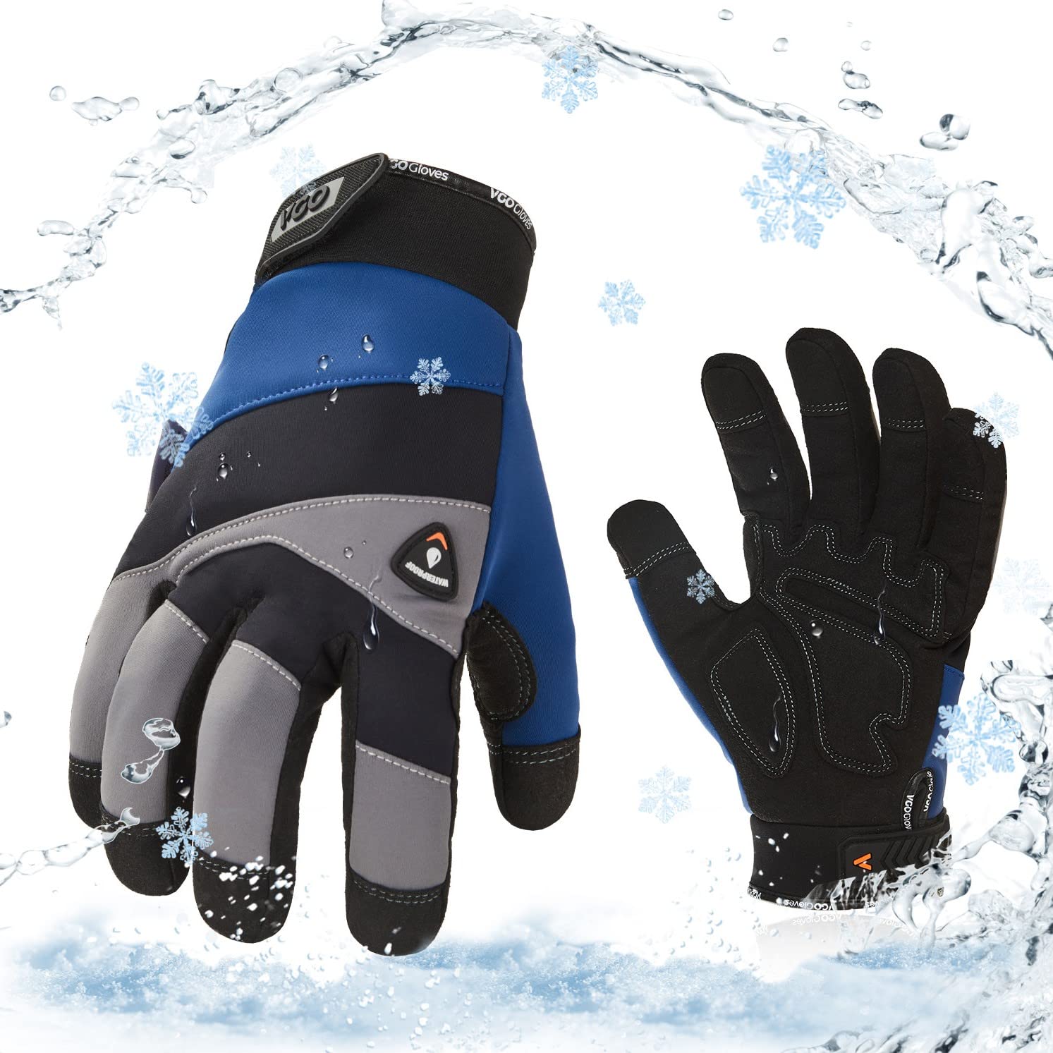 Vgo... Winter Waterproof Work Gloves Touchscreen, Thermal Safety Working Gloves in Cold Weather -20℃, 3M Thinsulate Lining for Freezer Cold Storage Warehouse
