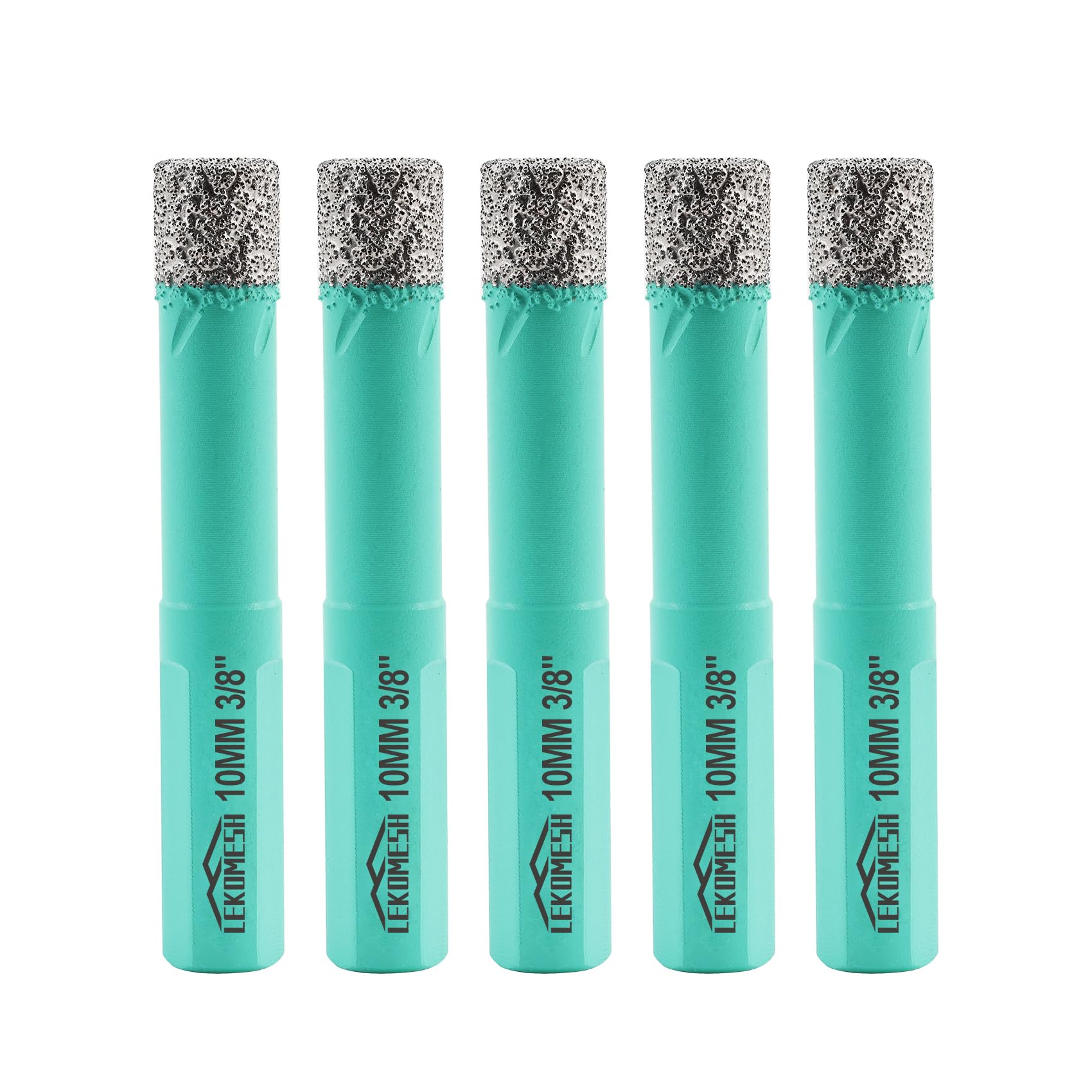 LEKOMESH Diamond Drill Bit Kit - 5pcs 10MM Diamond Hole Saw with Triangle Shank for Porcelain Tile Drill Bits for Ceramic Porcelain Tile Marble Granite Artificial Stone Quartz,Vacuum Brazed — image 1