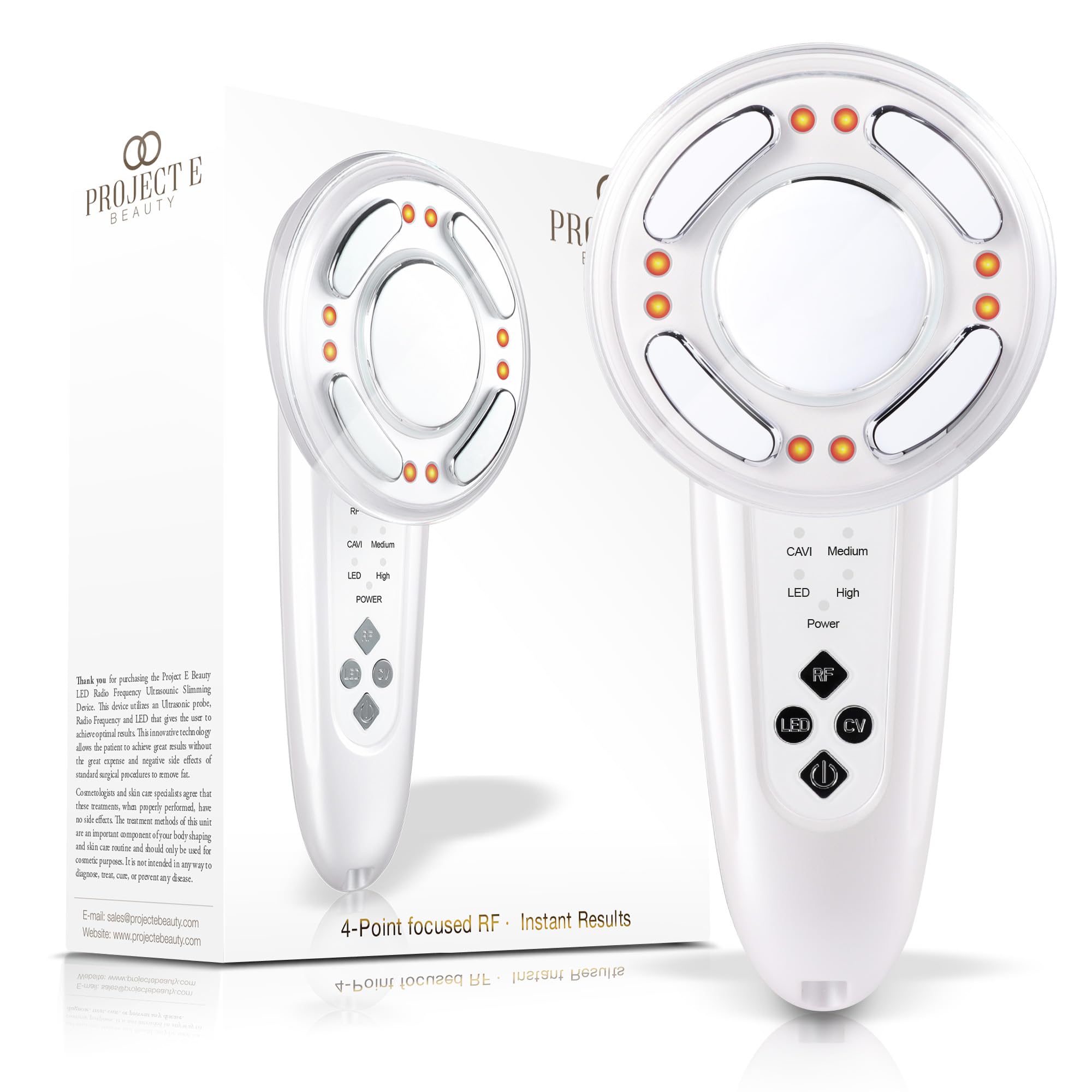 Project E Beauty LED+ Radio Frequency Slimming Therapy |Wireless RF Red LED Photon Vibration Collagen Boosting Smooth Skin Firming Tightening Cellulite Fat Removal Body Shaping Slimming Device