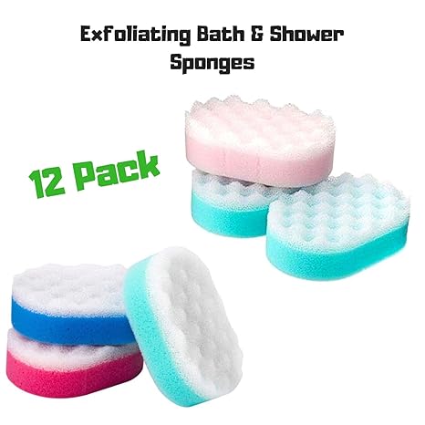 Peeling Schwämme, zweiseitig, für Bad und Dusche, 12 Stück