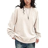 Wyeysyt Oversized Sweatshirt for Women Vintage Loose Fit Cotton Sweatshirts Crewneck Baggy Acid Wash Pullover Teen Y2k