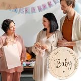 Homirty 35 Pages Wooden Baby Shower Guest Book with Ribbon, Nature Color view 7