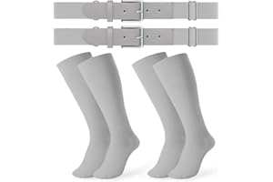 JASGOOD 2 Pack Baseball Socks and Belt Combo Set Softball Socks and Belts Elastic Waist Belt for Youth and Adult Boys